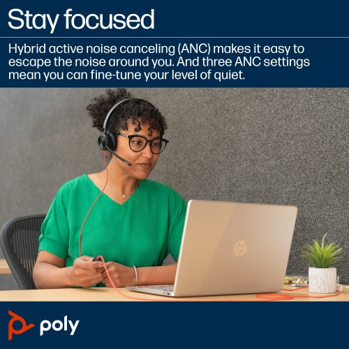 Poly Blackwire 8225 Stereo Microsoft Teams Certified USB-C Headset +USB-C/A Adapter