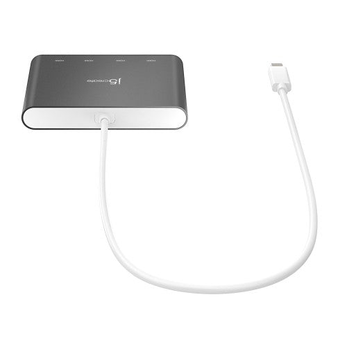 j5create JCA366-N USB-C™ to 4-Port HDMI™ Multi-Monitor Adapter, Silver