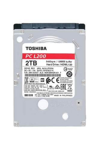 Toshiba L200 internal hard drive 2 TB 5400 RPM 128 MB 2.5" Serial ATA III