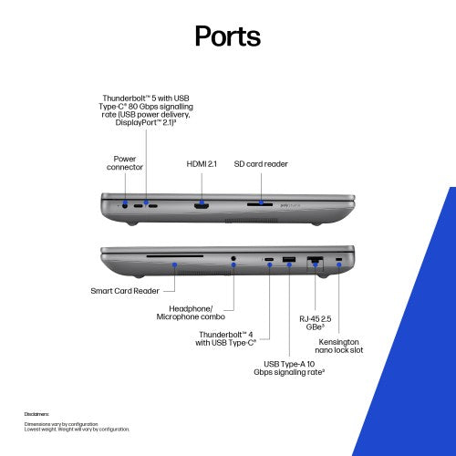 HP ZBook Fury G1i Data Science Intel Core Ultra 9 285HX Mobile workstation 40.6 cm (16") WUXGA 64 GB DDR5-SDRAM 1 TB SSD NVIDIA RTX PRO 4000 Blackwell Wi-Fi 7 (802.11be) Windows 11 Pro AI PC, AI Workstation Silver