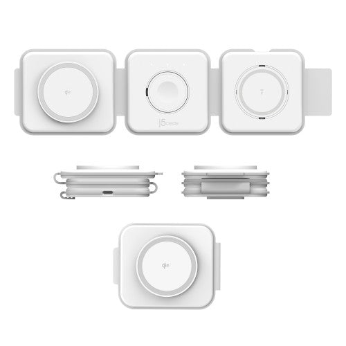j5create Qi2 3-in-1 Magnetic Travel Wireless Charging Station