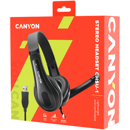Canyon CNS-CHSU1B headphones/headset Wired Head-band Calls/Music USB Type-A Black