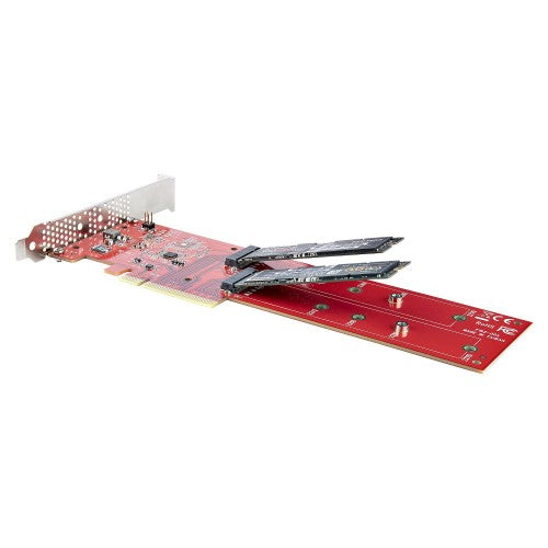 StarTech.com Dual M.2 PCIe SSD Adapter Card, PCIe x8 / x16 to Dual NVMe or AHCI M.2 SSDs, PCI Express 4.0, 7.8GBps/Drive, Bifurcation Required - Windows/Linux Compatible
