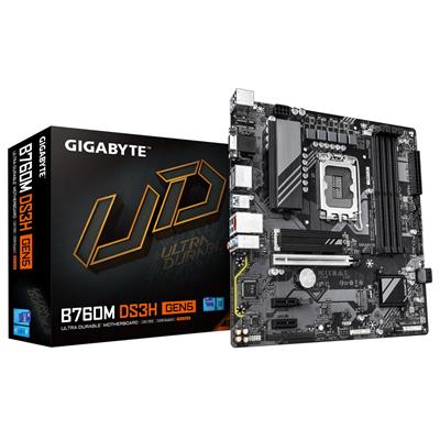 GIGABYTE B760M DS3H GEN5 Motherboard - Supports Intel Core 14th Gen CPUs, 6+2+1 Phases Digital VRM, up to 5600MHz DDR5, 2xPCIe 4.0 M.2, 2.5GbE LAN, USB 3.2 Gen2