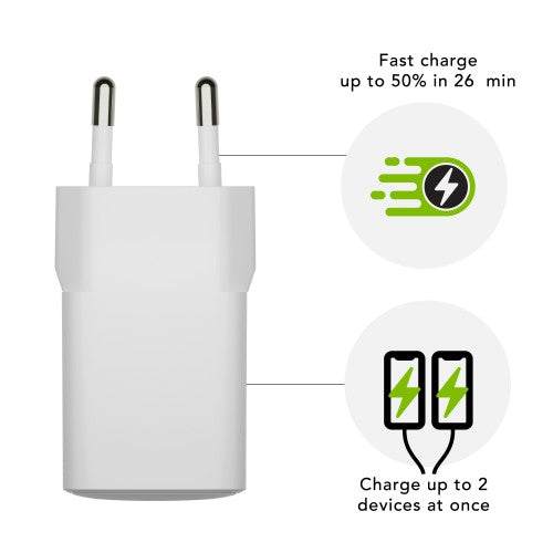 dbramante1928 re-charge Pro - EU Wall Charger USBC25W+USBA18W-W