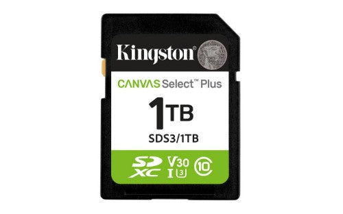 Kingston Technology 1TB SDXC Canvas Select Plus Gen3 150MB/s C10 UHS-I U3 V30