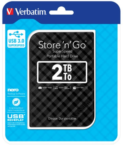 Verbatim Store 'n' Go USB 3.0 Hard Drive 2TB Black
