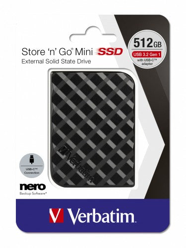 Verbatim Store 'n' Go Mini SSD USB 3.2 Gen 1 512GB Black