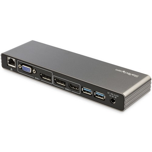 StarTech.com Thunderbolt 3 Dock - Dual 4K 60Hz Monitor TB3 Laptop Docking Station with DisplayPort, HDMI & 1080p VGA - 85W Power Delivery & Charging - 2x USB-A, Ethernet - Mac & Windows