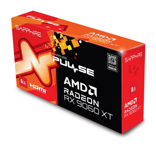 Sapphire PULSE Radeon RX 9060 XT GAMING OC 8G Graphics Card - 8GB GDDR6, 128bit, PCI-E 5.0, 3320 MHz Core Clock, 2 x DisplayPort, 1 x HDMI, GV-R9060XTGAMING OC-8GD