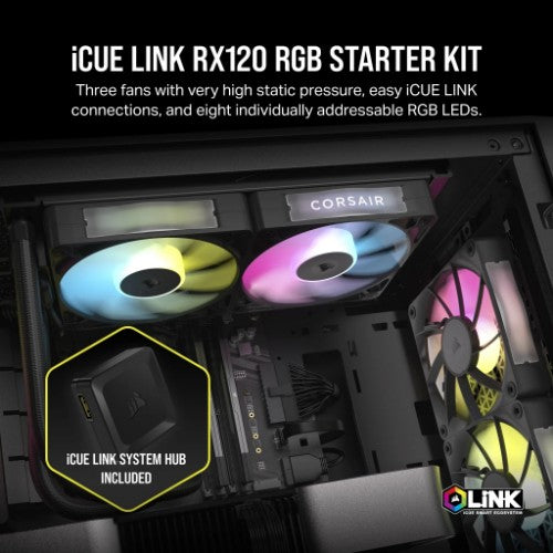 Corsair iCUE LINK RX120 RGB Computer case Fan 12 cm Black 3 pc(s)