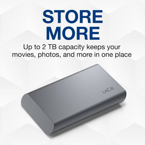 LaCie Mobile SSD Secure Thunderbolt technology 2 TB USB Type-C 3.2 Gen 2 (3.1 Gen 2) Grey