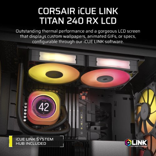 Corsair iCUE LINK TITAN 240 RX LCD Processor Air cooler 12 cm Black 1 pc(s)