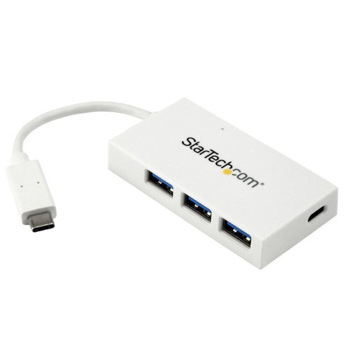 StarTech.com 4 Port USB C Hub with 1x USB-C & 3x USB-A Ports (SuperSpeed 5Gbps) - USB Bus Powered - Portable/Laptop USB 3.0 Adapter Hub - USB 3.1 Gen 1/USB 3.2 Gen 1 Type-C Hub - White~4 Port USB C Hub with 1x USB-C & 3x USB-A Ports (SuperSpeed 5Gbps) - U