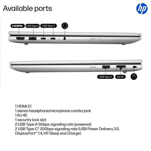 HP ProBook 4 G1iR Intel Core 5 120U Laptop 35.6 cm (14") WUXGA 16 GB DDR5-SDRAM 256 GB SSD Wi-Fi 6E (802.11ax) Windows 11 Pro Silver