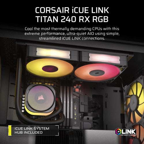 Corsair iCUE LINK TITAN RX RGB Processor All-in-one liquid cooler 12 cm Black 1 pc(s)