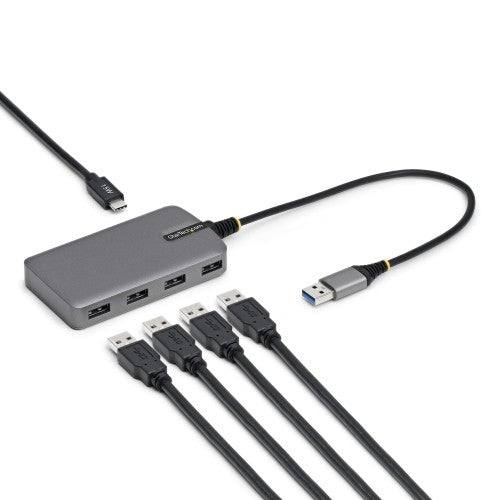 StarTech.com 4-Port USB-A Hub, 5Gbps, Bus Powered, USB-A to 4x USB-A Hub with USB-C Auxiliary Power Input, 1ft/30cm Host Cable, Portable Desktop/Laptop USB Hub