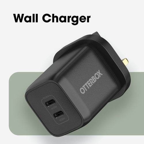OtterBox Standard UK Wall Charger 65W - 1X USB-C 45W + 1X USB-C 20W USB-PD