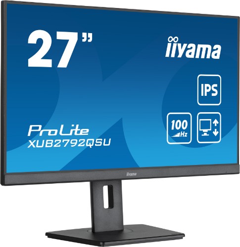 iiyama ProLite 27” QHD IPS technology panel with USB hub and 100Hz refresh rate and 150mm height adjustable stand