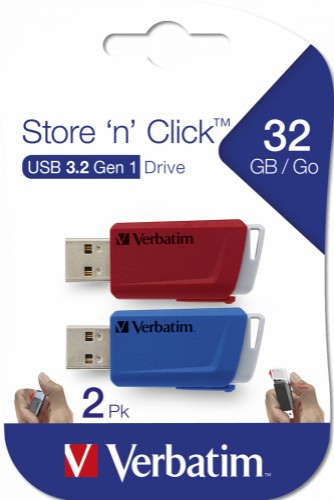 Verbatim Store 'n' Click - USB 2.0 Drive 3.2 GEN1 - 2x32 GB - Red/Blue