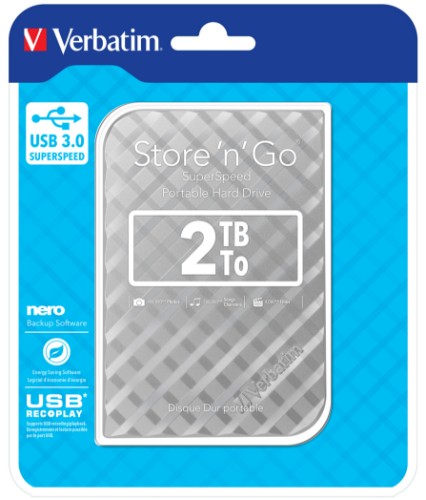 Verbatim Store 'n' Go USB 3.0 Hard Drive 2TB Silver