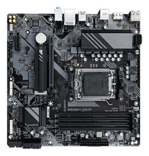 GIGABYTE B650M D3HP Motherboard - AMD Ryzen 9000 Series CPUs, 5+2+2 Phases VRM, up to 7600MHz DDR5 (OC), 2xPCIe 4.0 M.2, 2.5GbE LAN, USB 3.2 Gen 1