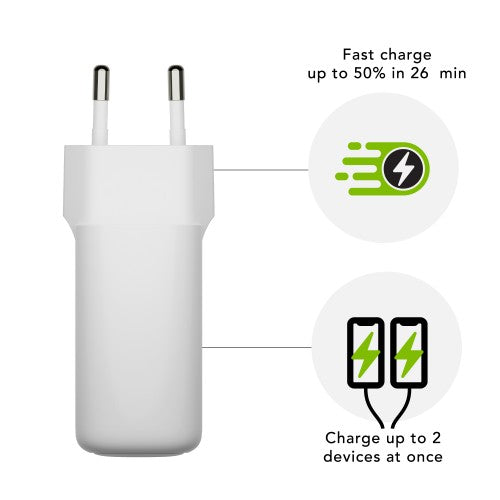 dbramante1928 re-charge Pro - EU Wall Charger - 2x USB-C 30W - W