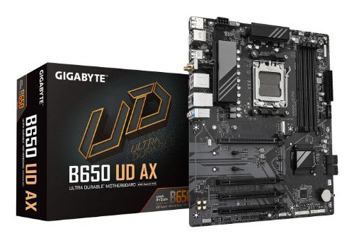 GIGABYTE B650 UD AX Motherboard - AMD Ryzen 9000 Series CPUs, 6+2+2 Phases VRM, up to 7600MHz DDR5 (OC), 1xPCIe 5.0 + 2xPCIe 4.0 M.2, GbE LAN, WIFI 6, USB 3.2 Gen 2
