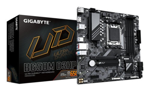 GIGABYTE B650M D3HP Motherboard - AMD Ryzen 9000 Series CPUs, 5+2+2 Phases VRM, up to 7600MHz DDR5 (OC), 2xPCIe 4.0 M.2, 2.5GbE LAN, USB 3.2 Gen 1