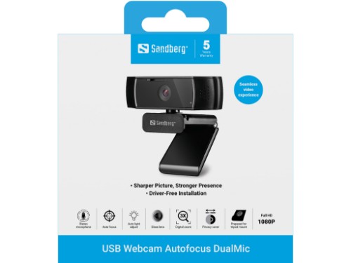 Sandberg USB Webcam Autofocus DualMic