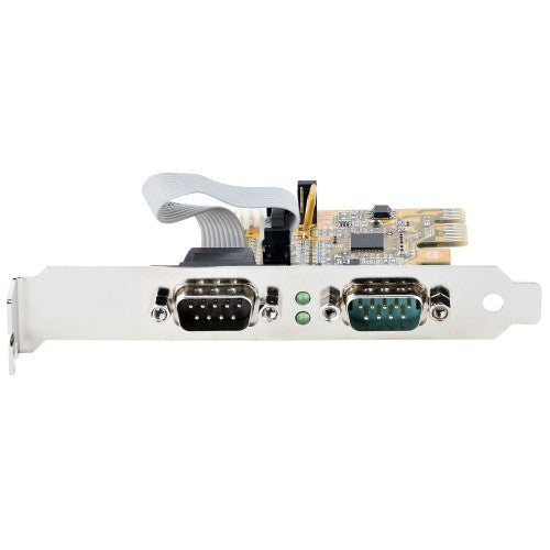 StarTech.com 2-Port PCI Express Serial Card, Dual Port PCIe to RS232 (DB9) Serial Card, 16C1050 UART, Standard or Low Profile Brackets, COM Retention, For Windows & Linux