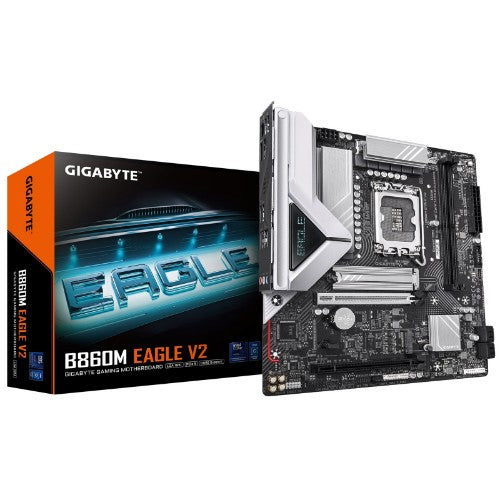 GIGABYTE B860M EAGLE V2 Motherboard - Intel Core Ultra Series CPUs, 6+1+2 Phases VRM, up to 9066MHz DDR5, 1xPCIe 5.0 + 1xPCIe 4.0 M.2, 2.5GbE LAN, USB 3.2 Gen 1