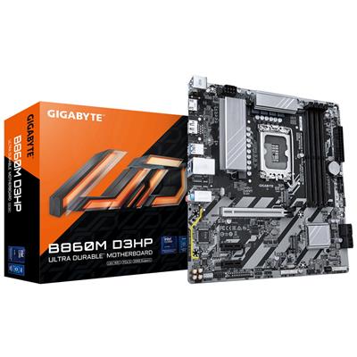 GIGABYTE B860M D3HP Motherboard - Intel Core Ultra Series CPUs, 4+1+2+1 Phases VRM, up to 9066MHz DDR5, 2xPCIe 4.0 M.2, GbE LAN, USB 3.2 Gen 1