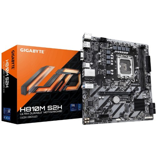 GIGABYTE H810M S2H Motherboard - Intel Core Ultra (Series 2) CPUs, 4+1+2 Phases VRM, up to 6400MHz DDR5, 1xPCIe 4.0 M.2, 1GbE LAN, USB 3.2 Gen 1