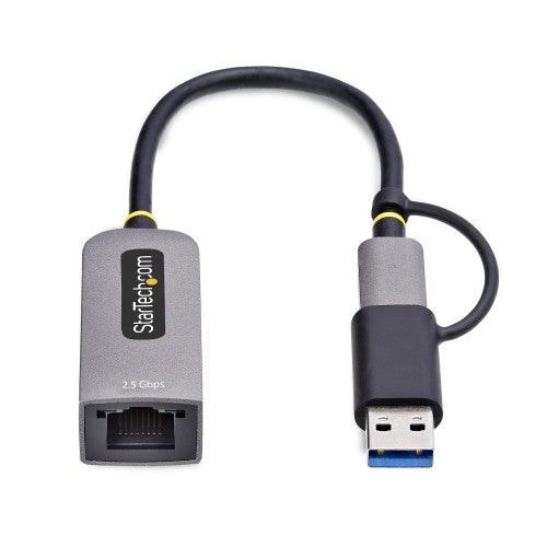StarTech.com 2.5GbE USB-C to Ethernet Adapter with USB-A Converter, NBASE-T NIC, USB 3.0 Type-C 2.5/1G Multi Speed Network, Thunderbolt Compatible, Windows & Mac
