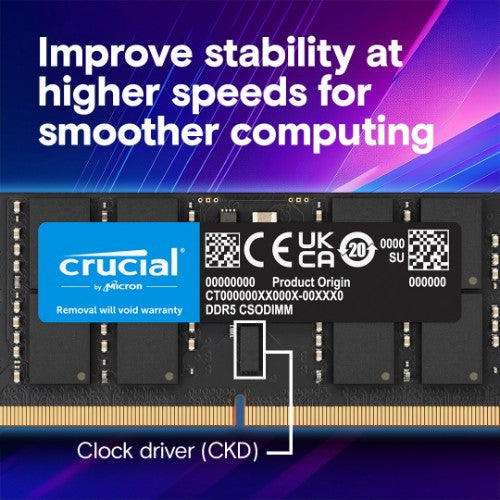 Crucial CT16G64C52CS5 memory module 16 GB 1 x 16 GB DDR5 6400 MT/s 262-pin SO-DIMM