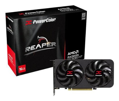 PowerColor Reaper Radeon RX 9060 XT GAMING OC 8G Graphics Card - 8GB GDDR6, 128bit, PCI-E 5.0, 3320 MHz Core Clock, 2 x DisplayPort, 1 x HDMI, GV-R9060XTGAMING OC-8GD