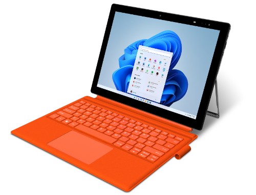 Geo Computers GeoPad 220 Hybrid (2-in-1) 30.7 cm (12.1") Touchscreen 2K Intel® Pentium® Silver N5030 4 GB LPDDR4-SDRAM 128 GB SSD Wi-Fi 5 (802.11ac) Windows 11 Home in S mode Orange