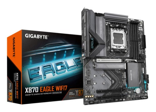 GIGABYTE X870 EAGLE WIFI7 Motherboard - Supports AMD Ryzen 9000 CPUs, 14+2+2 phases VRM, up to 8000MHz DDR5 (OC), 1xPCIe 5.0 + 2xPCIe 4.0, Wi-Fi 7, 2.5GbE LAN, USB 4
