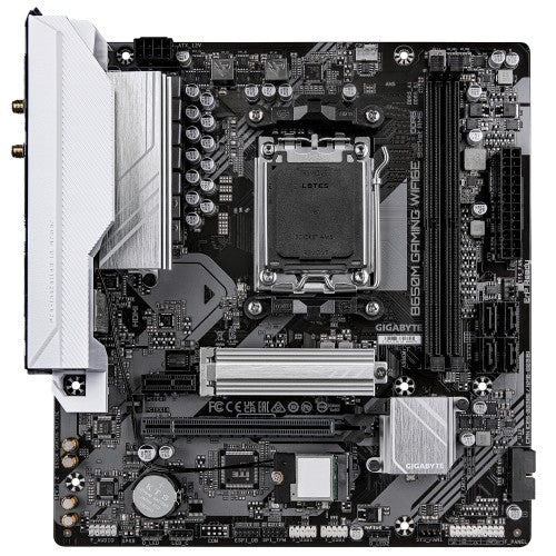 GIGABYTE B650M GAMING WIFI6E Motherboard - AMD Ryzen 9000 Series CPUs, 5+2+2 Phases VRM, up to 6400MHz DDR5 (OC), 1xPCIe 4.0 M.2, 2.5 GbE LAN, WIFI 6E, USB 3.2 Gen 1