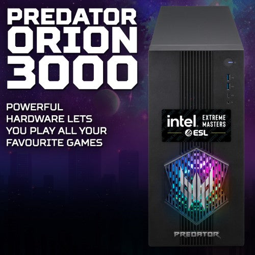 Acer Predator PO3-665 Intel Core i5-14400F 16GB RAM 512GB SSD RTX 5060 Windows 11 Home Gaming Desktop PC - Black