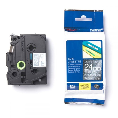 Brother TZE-PR955 DirectLabel black on premium silver 24mm x 8m for Brother P-Touch TZ 3.5-24mm/HSE/36mm/6-24mm/6-36mm