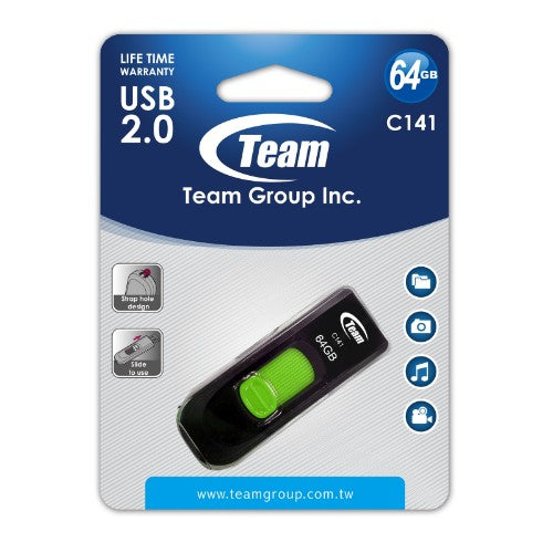 Team Group C141 USB flash drive 64 GB USB Type-A 2.0 Black, Green