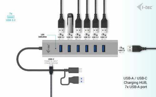 i-tec USB-C/USB-A Charging Metal HUB 7 Port