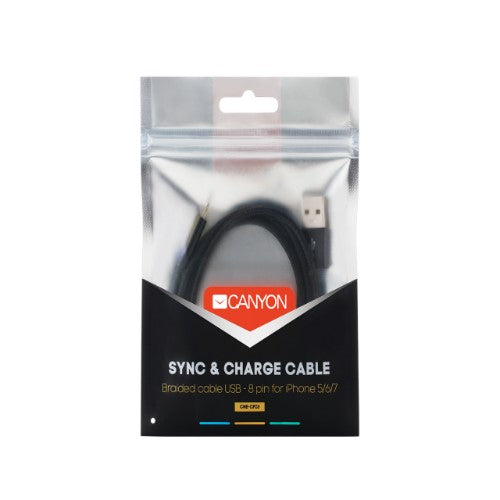 Canyon CNE-CFI3B mobile phone cable Black 1 m USB A Lightning
