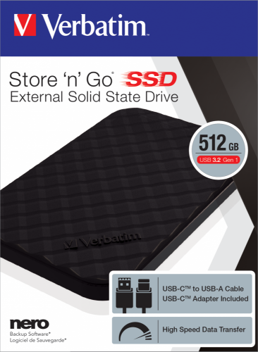 Verbatim Store 'n' Go Portable SSD USB 3.2 GEN 1 512GB