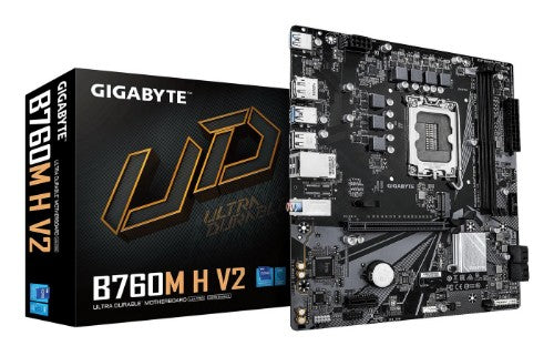 GIGABYTE B760M H V2 Motherboard - Supports Intel Core 14th Gen CPUs, 5+1+1 Phases Digital VRM, up to 8000MHz DDR5 (O.C.), 1xPCIe 4.0 M.2, 1GbE LAN, USB 3.2 Gen1