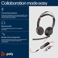 HP Poly Blackwire 5220 Stereo USB-C Headset +3.5mm Plug +USB-C/A Adapter