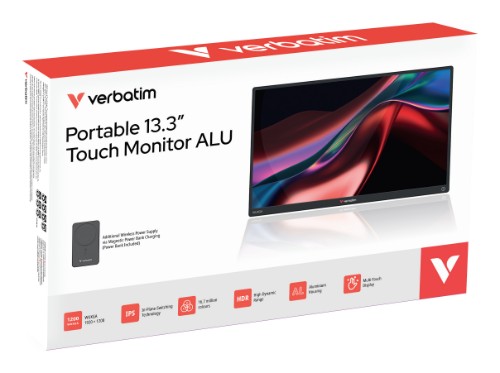 Verbatim Portable Touchscreen Monitor 13.3" WUXGA Resolution & Wireless Power Supply