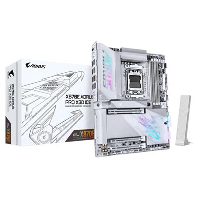 GIGABYTE X870E AORUS PRO X3D ICE Motherboard - Supports AMD Ryzen 9000 CPUs, 18+2+2 Phases Digital VRM, up to 9000Hz DDR5 (OC), 2xPCIe 5.0 + 2xPCIe 4.0, Wi-Fi 7, 5GbE LAN, USB 4